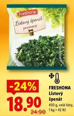 Lidl Freshona Listový špenát nabídka
