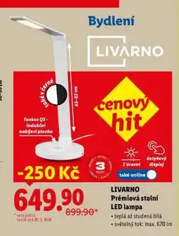 Lidl LIVARNO Prémiová stolní LED lampa nabídka