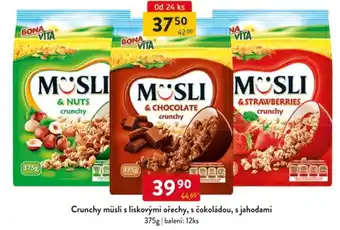 Qanto Crunchy müsli s lískovými ořechy, s čokoládou, s jahodami nabídka