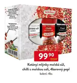 Qanto Kotányi mlýnky mořská sůl, chilli s mořskou solí, 4barevný pepř nabídka
