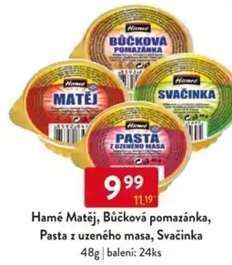 Qanto Hamé Matěj, Bůčková pomazánka, Pasta z uzeného masa, Svačinka nabídka