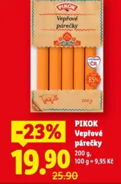 Lidl Vepřové párečky nabídka