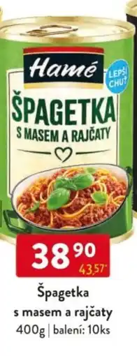 Qanto Hamé Špagetka s masem a rajčaty nabídka