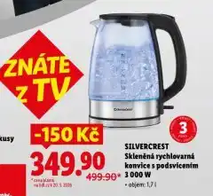 Lidl Skleněná rychlovarná konvice s podsvícením 3000 w nabídka