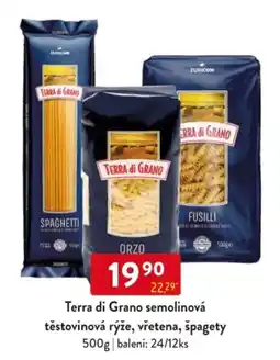 Qanto Terra di Grano semolinová těstovinová rýže, vřetena, špagety nabídka