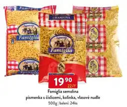 Qanto Famiglia semolina písmenka s číslicemi, kolínka, vlasové nudle nabídka