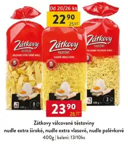 Qanto Zátkovy válcované těstoviny nudle extra široké, nudle extra vlasové, nudle polévkové nabídka