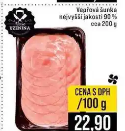 Jip Vepřová šunka nejvyšší jakosti 90% cca 200 g 100g nabídka