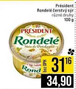 Jip Président Rondelé čerstvý sýr různé druhy nabídka