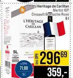 Jip LHeritage de Carillan Merlot IGP Cinsault Grenache Rosé nabídka