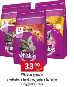 Qanto Whiskas granule s kuřecím, s hovězím, junior s kuřecím nabídka