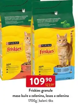 Qanto Friskies granule maso kuře a zelenina, losos a zelenina nabídka
