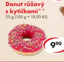 CBA Donut růžový s kytičkami nabídka