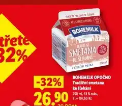 Lidl Bohemilk opočné tradiční smetana ke šlehání nabídka