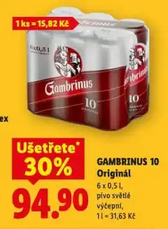 Lidl Pivo gambrinus nabídka