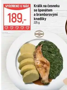 Globus Králík na česneku se špenátem a bramborovými knedlíky nabídka