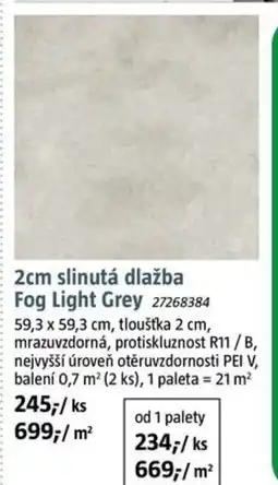 Bauhaus 2 cm Slinutá dlažba Fog Light Grey nabídka