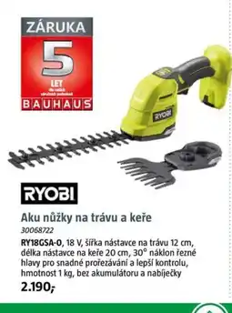 Bauhaus RYOBI Aku nůžky na trávu a keře nabídka