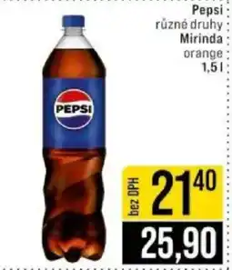Jip Pepsi různé druhy Mirinda orange nabídka