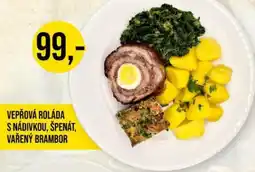 Jip Vepřová roláda s nádivkou, špenát, vařený brambor nabídka