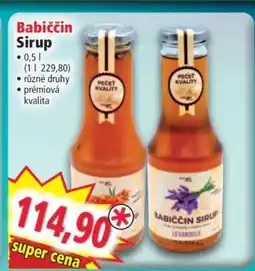Norma Babiččin Sirup nabídka