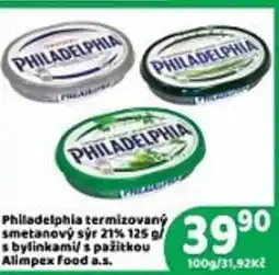 Brněnka Philadelphia termizovaný smetanový sýr 21% bylinkami/ s pažítkou alimpex food a.s. nabídka
