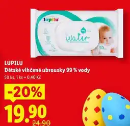 Lidl LUPILU Dětské vlhčené ubrousky 99% vody, 50 ks nabídka