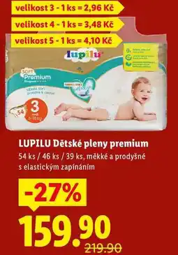 Lidl LUPILU Dětské pleny premium, 54 ks/46 ks/39 ks nabídka
