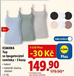 Lidl ESMARA Top S Lidl Plus se spagetovými ramínky - 3 kusy nabídka