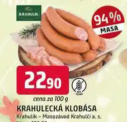 Trefa KRAHULECKÁ KLOBÁSA nabídka