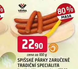 Trefa SPIŠSKÉ PÁRKY nabídka