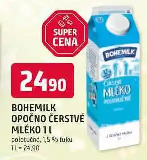 Trefa BOHEMILK OPOČNO ČERSTVÉ MLÉKO 1l polotučné, 1,5% tuku nabídka