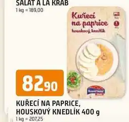 Trefa KUŘECÍ NA PAPRICE, HOUSKOVÝ KNEDLÍK nabídka