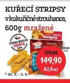 RABBIT řeznictví KUŘECÍ STRIPSY vkukuřičné strouhance, 600g mražené nabídka