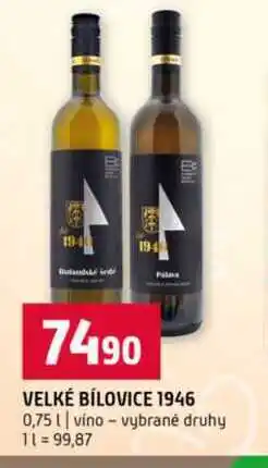 Terno VELKÉ BÍLOVICE 1946 0,75l vino vybrané druhy nabídka