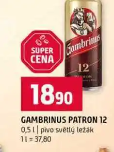 Terno GAMBRINUS PATRON 12 0,5l pivo světlý ležák nabídka
