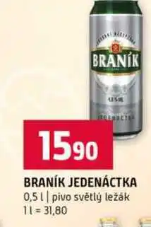 Terno BRANÍK JEDENÁCTKA 0,5l pivo světlý ležák nabídka
