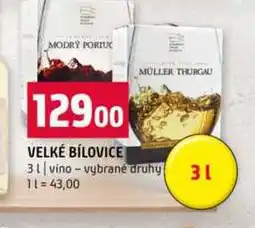 Terno VELKÉ BÍLOVICE 3l vino vybrané druhy nabídka