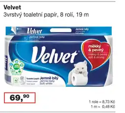 Ráj drogerie Velvet 3vrstvý toaletní papír, 8 rolí nabídka