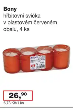 Ráj drogerie Bony hřbitovní svíčka v plastovém červeném obalu nabídka