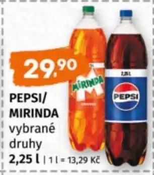 Terno PEPSI, MIRINDA vybrané druhy nabídka