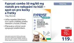Benu Fypryst combo 50 mg/60 mg roztok pro nakapání na kůži - spot-on pro kočky a fretky nabídka