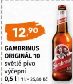 Terno Gambrinus originál 10 světlé pivo výčepní nabídka