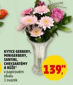 Penny Market Kytice gerbery, minigerbery, santini, chryzantémy a růže nabídka