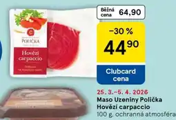 Tesco Maso Uzeniny Polička Hovězí carpaccio nabídka