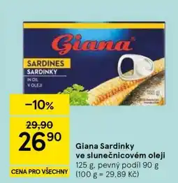 Tesco GIANA SARDINKY VE SLUNEČNICOVÉM OLEJI nabídka