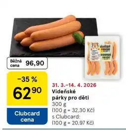 Tesco Vídeňské párky pro děti nabídka
