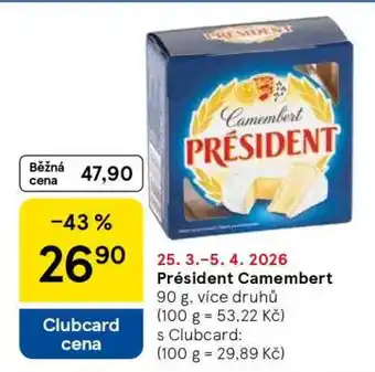 Tesco Président camembert nabídka