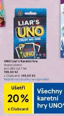 Tesco UNO Liar's Karetní hra nabídka