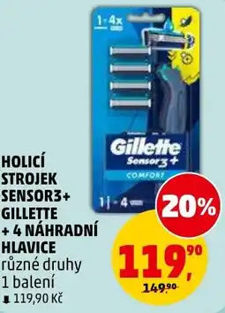 Penny Market Holicí strojek sensor3+ gillette + 4 náhradní hlavice nabídka
